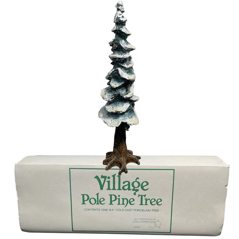 Dept 56 Village Pole Pine Tree 10.5” Snowy Porcelain Accessory w/ Box
